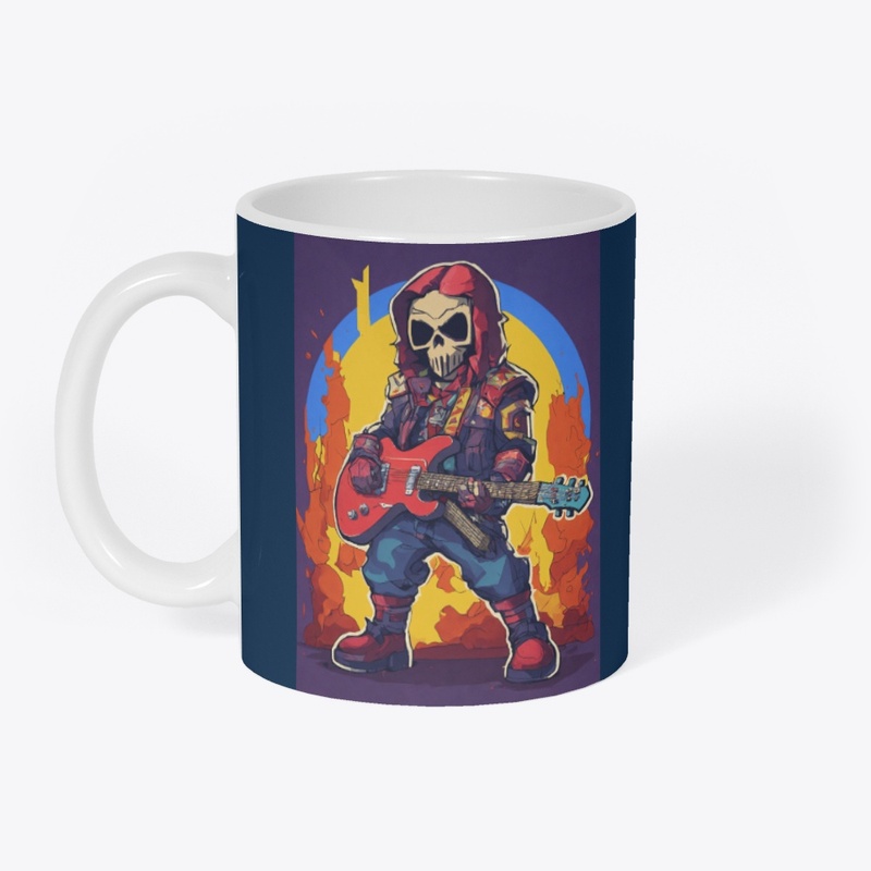 Rock and roll skull sticker tee