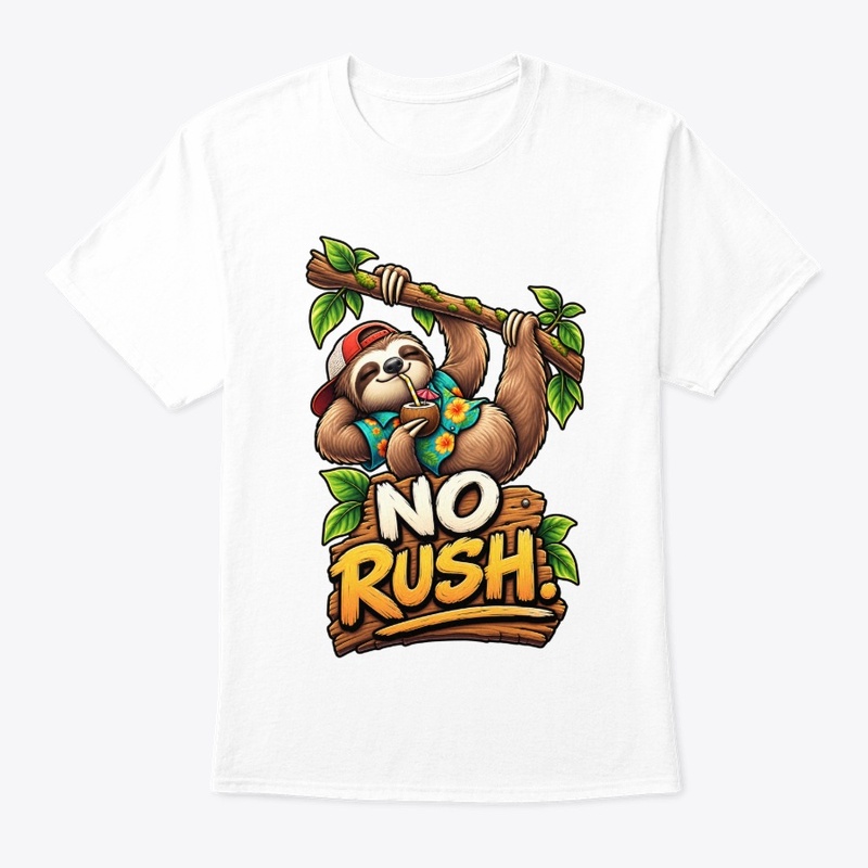 No Rush Funny Sloth T-Shirt Design 