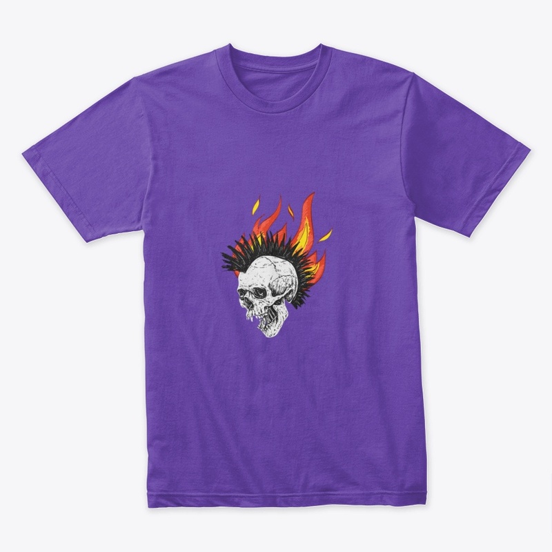 Gothic Skull with Flame Illustration tee
