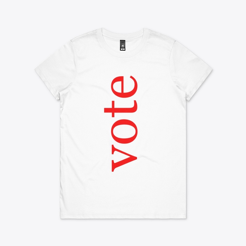 Vote Written in Red Vertical