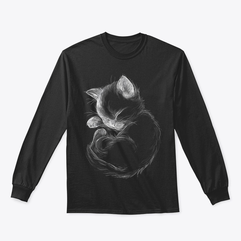 Sleeping Kitten Line Art