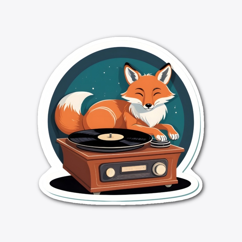 Cozy Fox Vinyl Record Den Sticker.