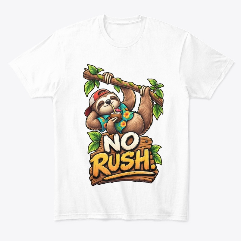 No Rush Funny Sloth T-Shirt Design 