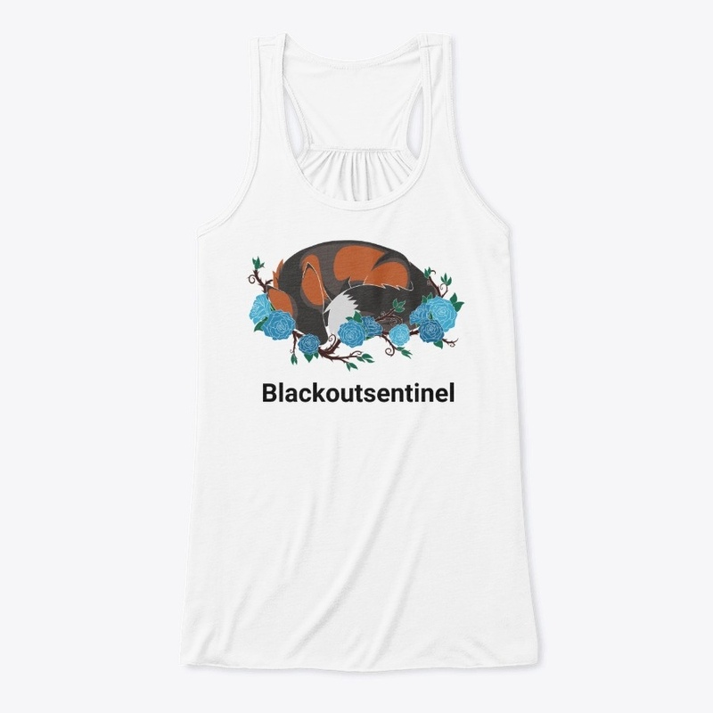 Laying fox with roses 2