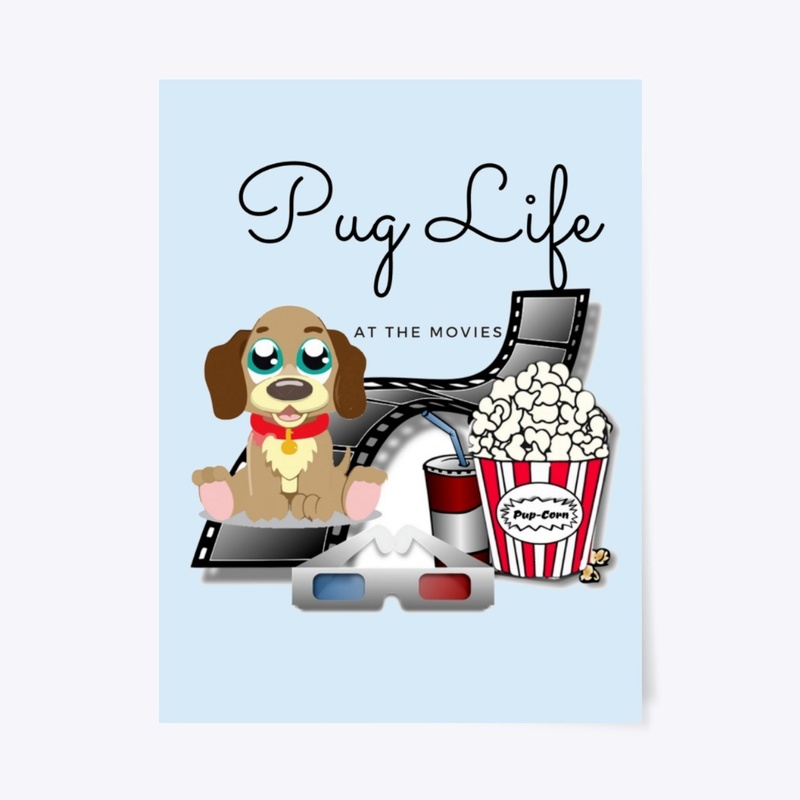 PUG LIFE AT THE MOVIES HAVING PUP-CORN