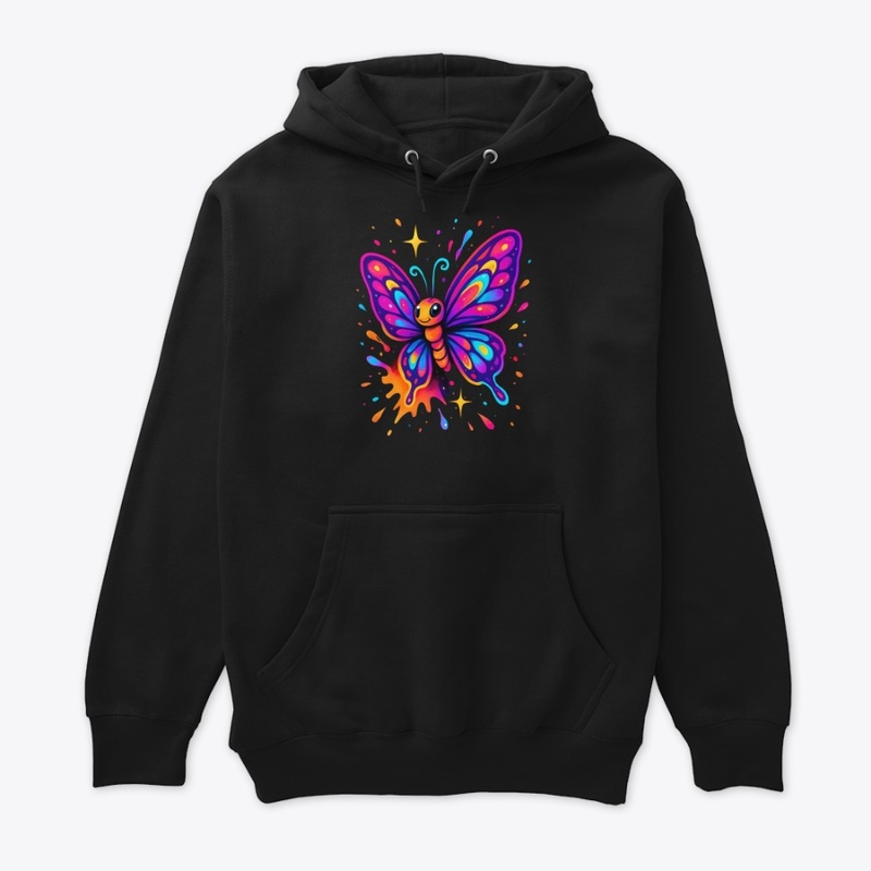 Colorful Neon Butterfly Cartoon Art