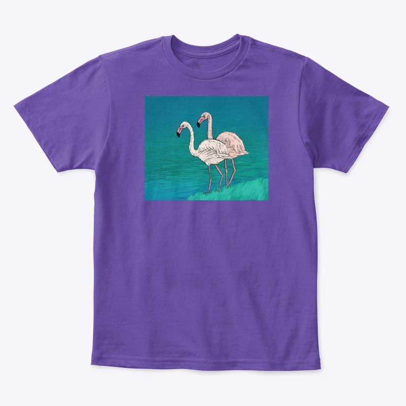Two pink and white  flamingo 
