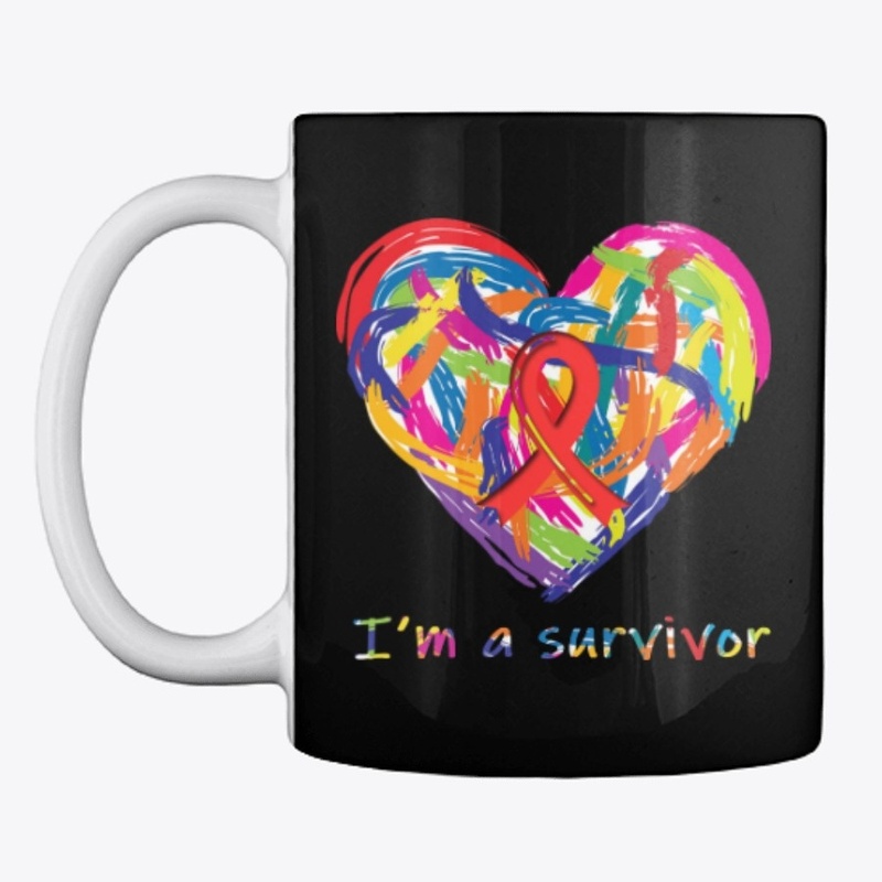 I'm a Survivor Heart Paint Ribbon Black