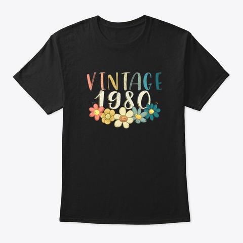 Born In 1980 1980 40 Th Birthday Gift Vin Black T-Shirt Front