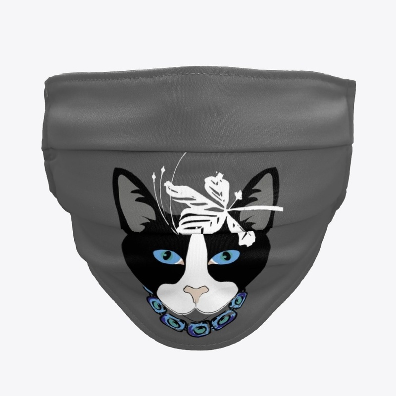Black cat cloth face mask