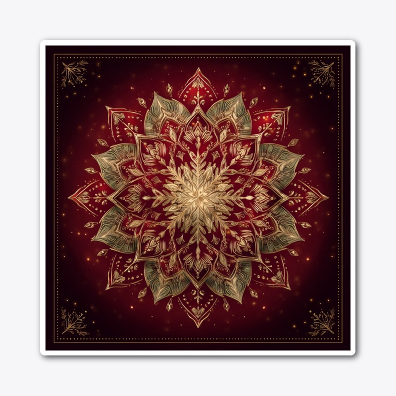 Ornate Red Gold Mandala Sacred Art