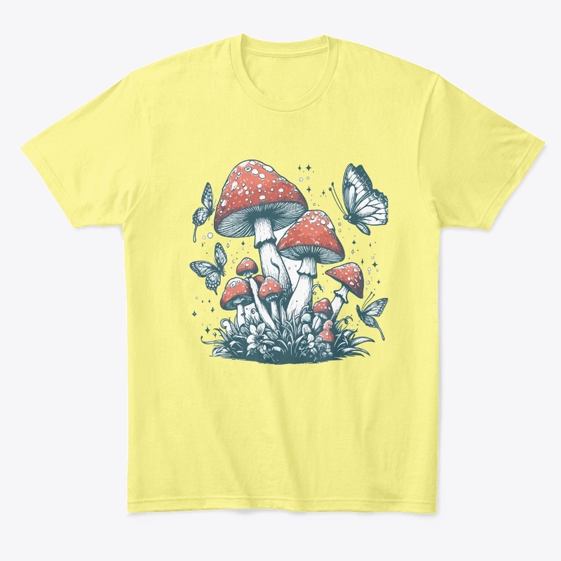 Dancing Butterfly and Mushrooms T-Shirt
