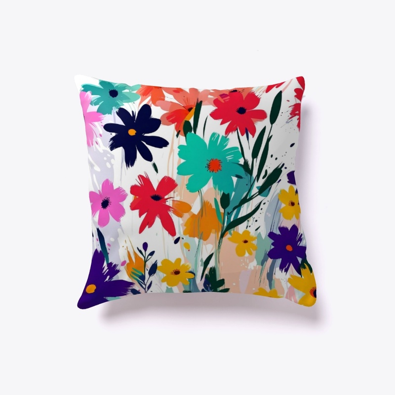 Colorful Brush Painting Flowers Design
