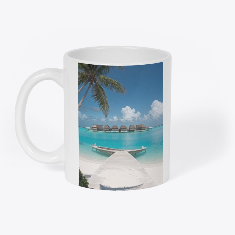 Coffee mug, with Maldives islands scene