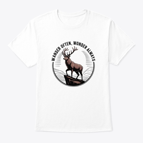 Wander Often Stag White T-Shirt Front
