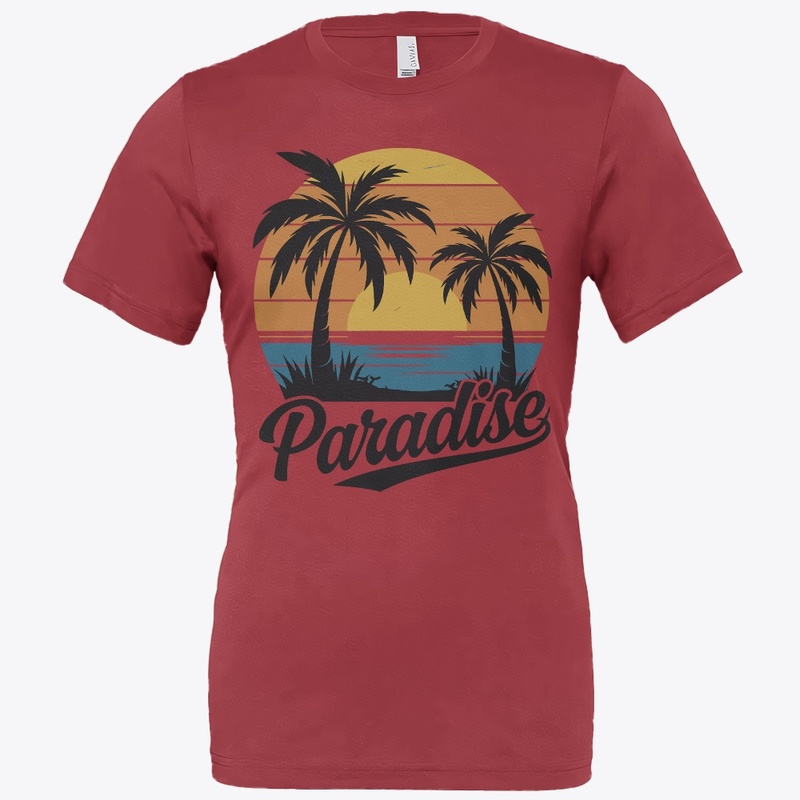 sunset and palm trees T-shirt design.