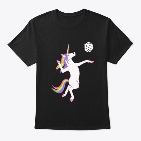 Unicorn Volleyball Black T-Shirt Front