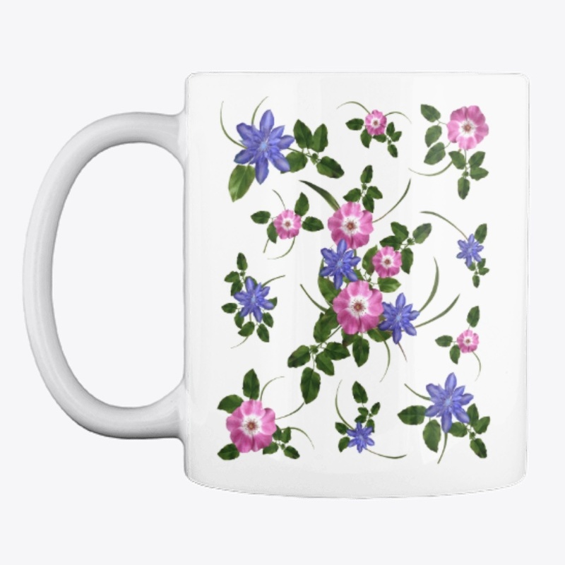 Abstract Floral pink blue green
