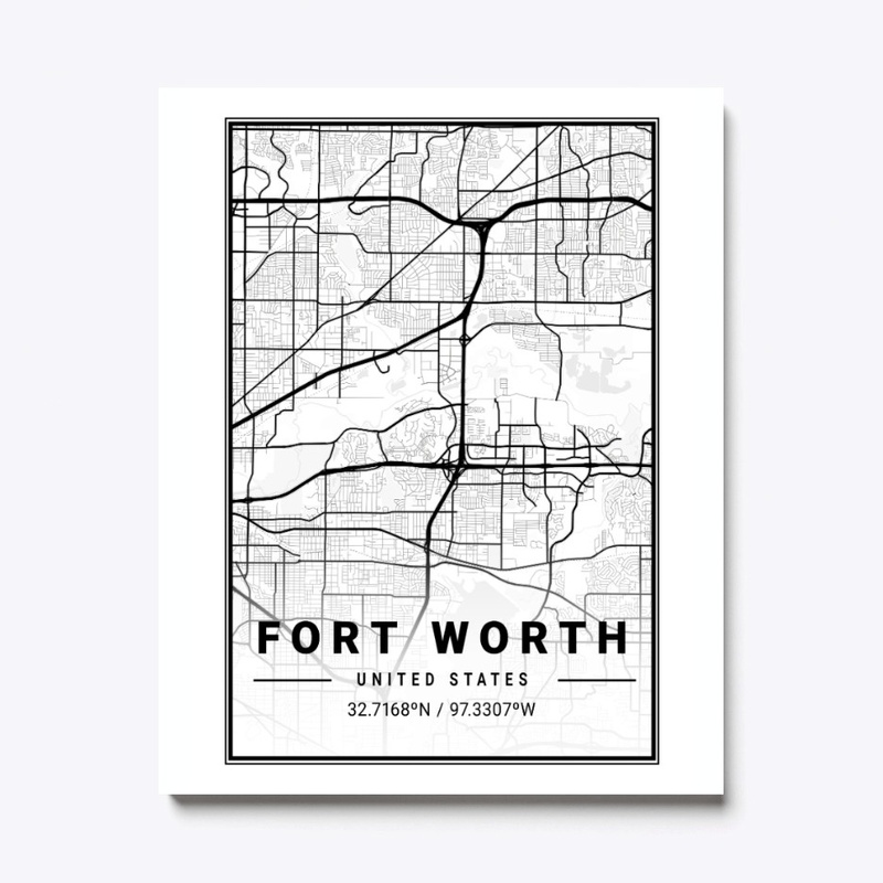 Fort Worth Light City Map