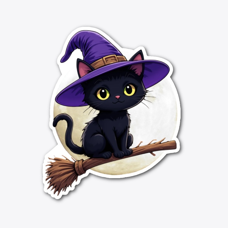 Black Cat Witch Halloween Tee