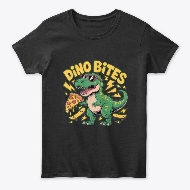 Dino Bites Pizza Funny Tee