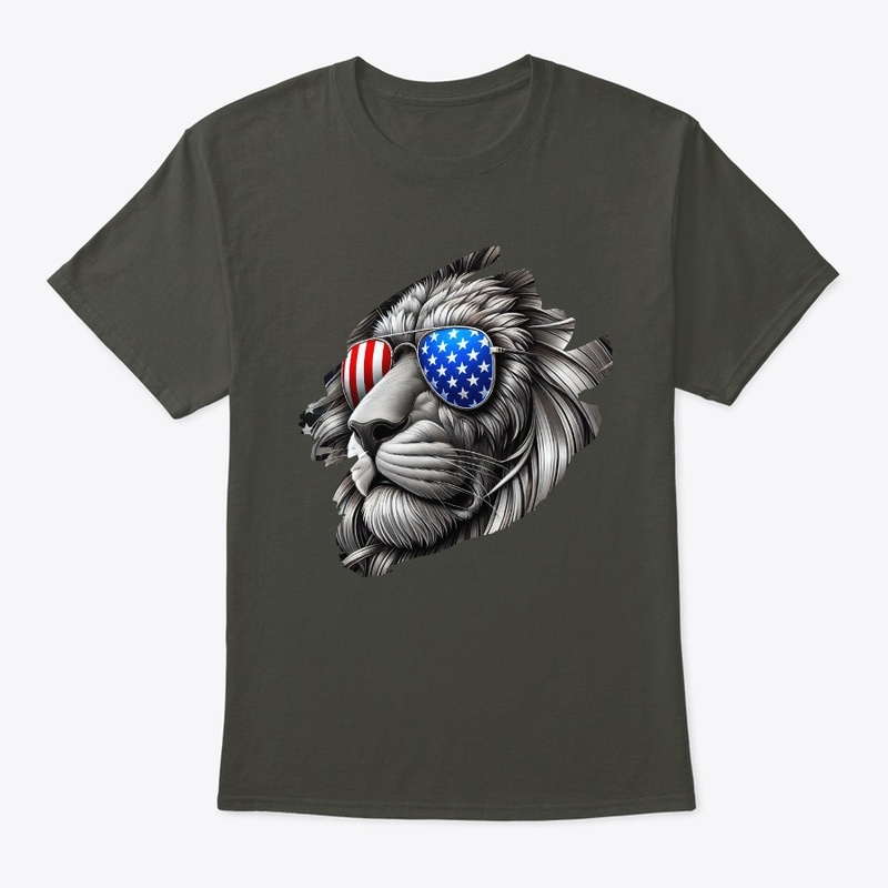 Lion Art with American Flag Sunglasses