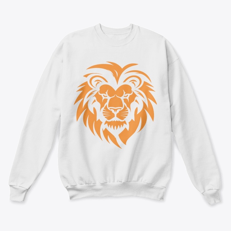 Simple orange lion head silhouette logo