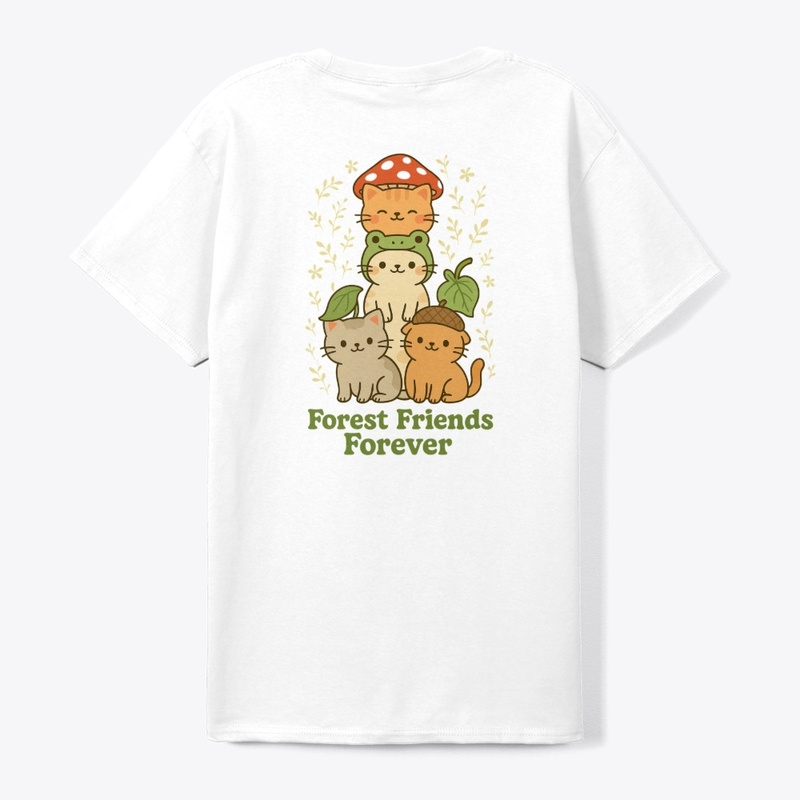 Forest Friend - Cute Frog Hat Cat Tee