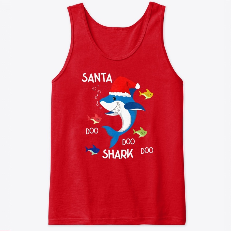 Santa Claus Shark Red Merry Christmas