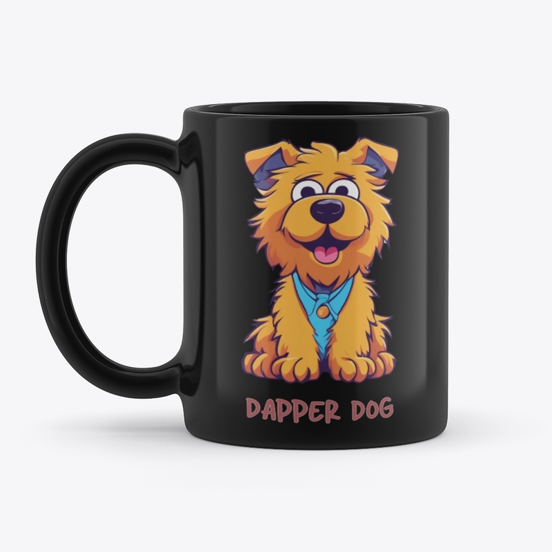 Smiling Furry Dog Wearing Blue Shirt