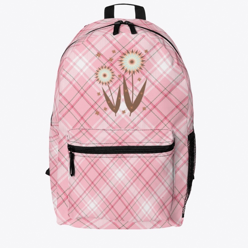 Pink plaid backpack