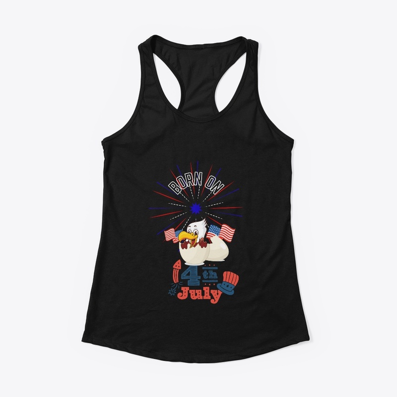 Birthday Born on 4th July American Flag