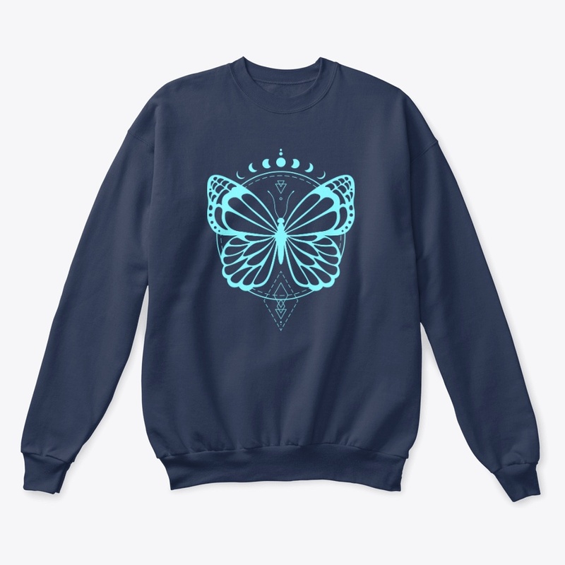 Sacred geometry, butterfly with moon