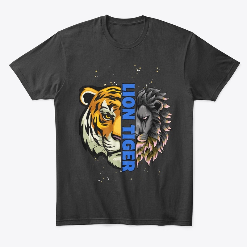 Lion Tiger Colorful Black T-shirt Design
