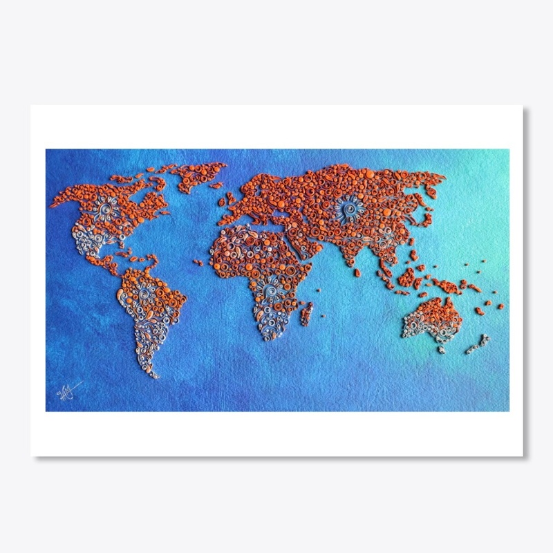 World  Map in Paper quilling design