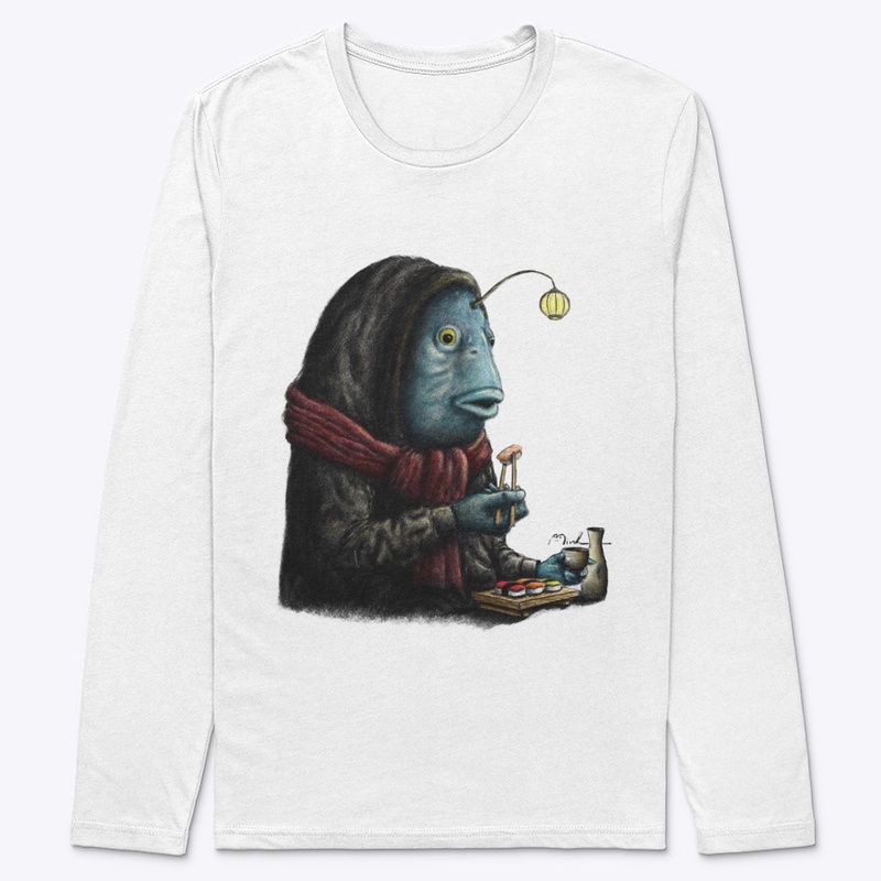 Fish eating sushi art print