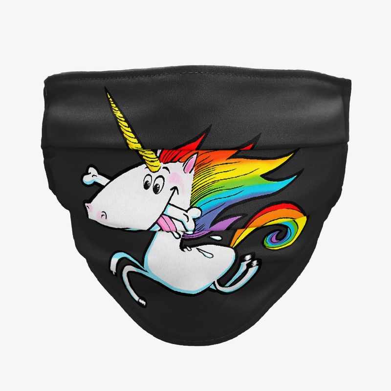 Rainbow Unicorn with Dog Bone Mask 