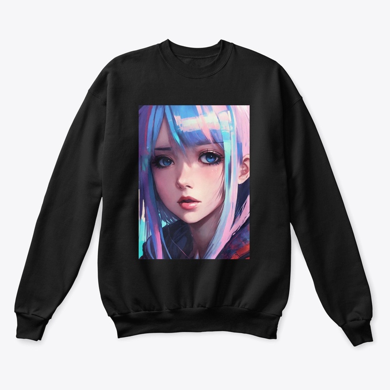 glitched attractive anime emo girl