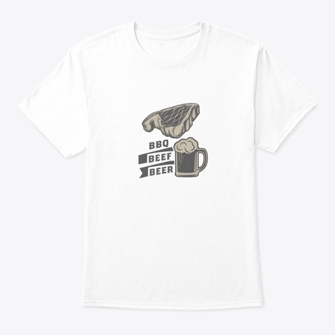 Bbq Beef Beer Vintage Grill Tee White T-Shirt Front