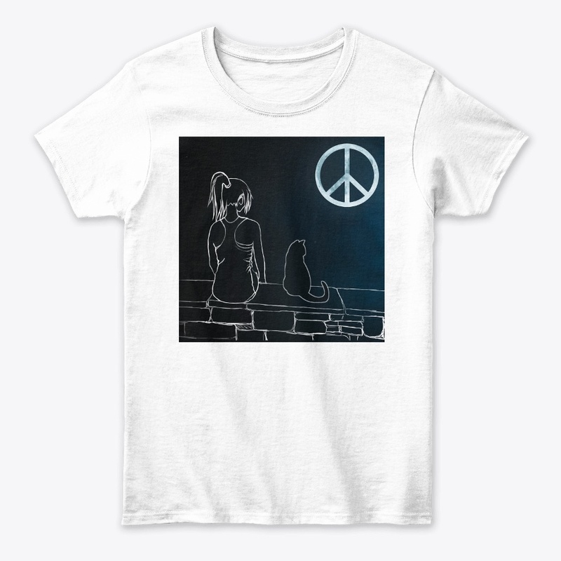 Cat Moon Girl Peace