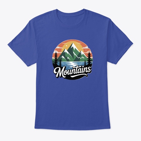 Snow Capped Mountains  Deep Royal T-Shirt Front