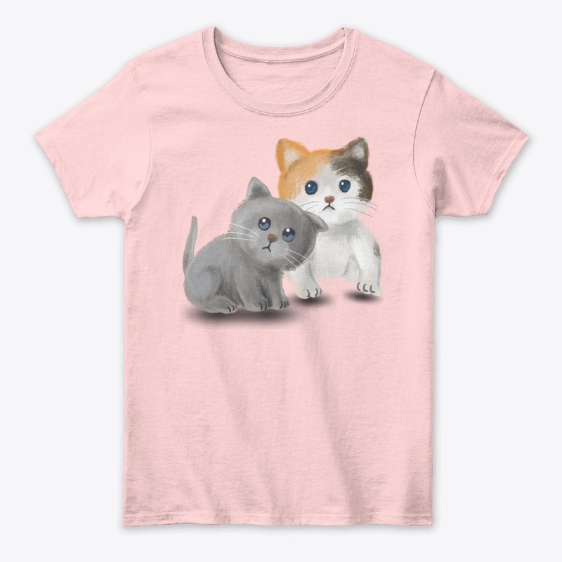 Cute Watercolor Kittens Big Eyes Design