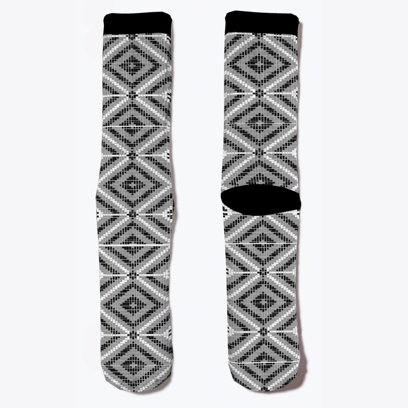 Grey Native American Faux Beaded Sock 