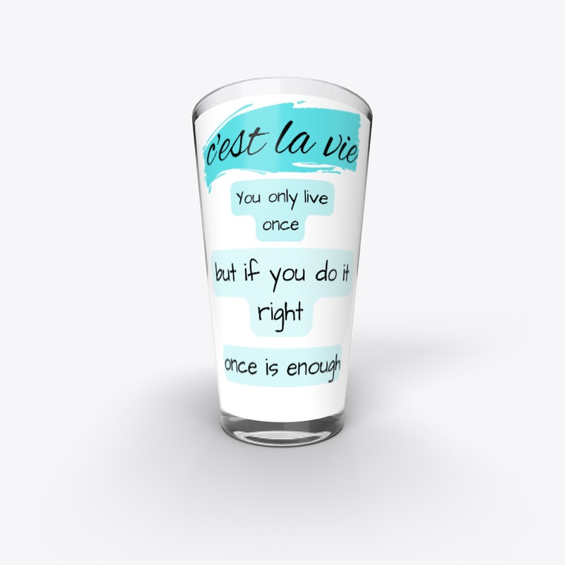 c'est la vie t_shirt with aqua colore