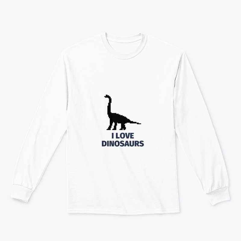 Pixel Art Dinosaur 5 White