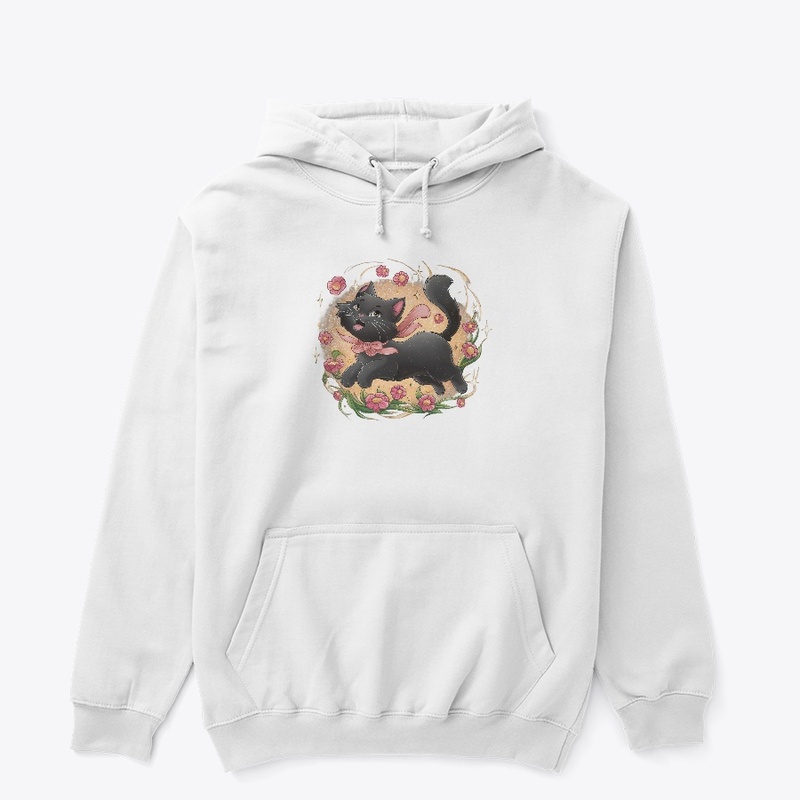 Cute Black cat dancing with flower