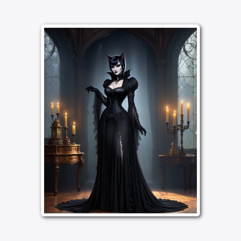 Gothic Catwoman in Elegant Attire