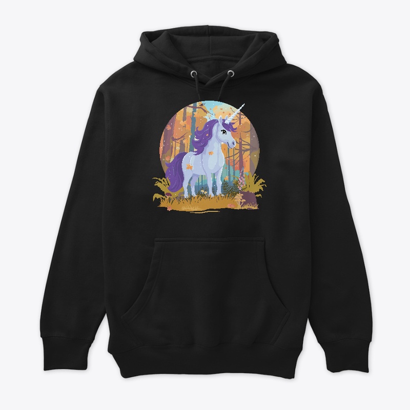 cute unicorn in a fall landscape