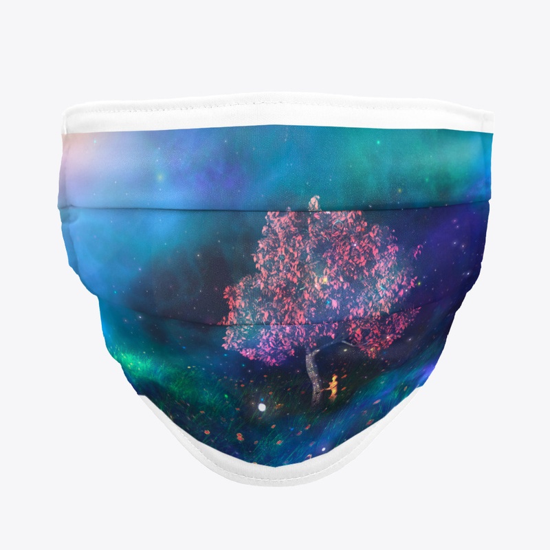 Landscape in space, Tree and flowers