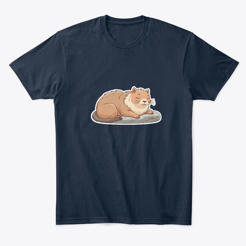 Cute Cat on Capybara Cartoon.